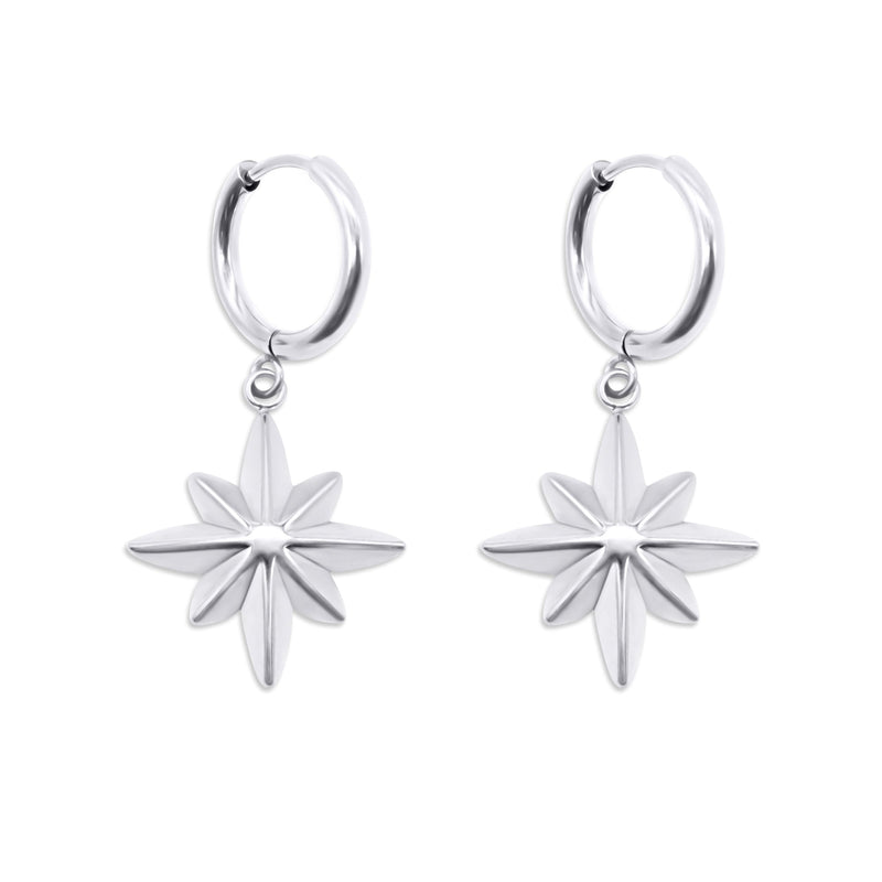 Celeste North Star Hoop Earrings