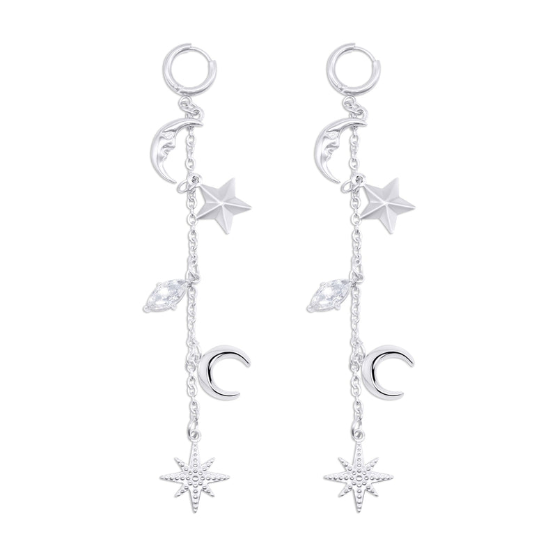 Cassiopeia Star and Moon Earrings
