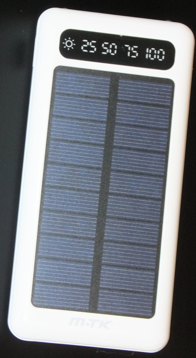 12000mAh Power Bank with Solar Panel Micro USB, iPhone, Type-C, and USB With LED