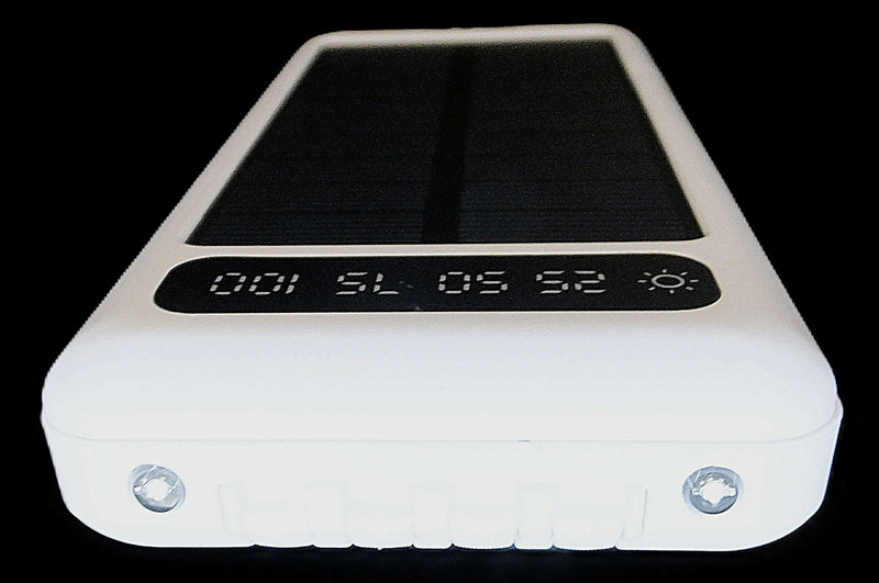 12000mAh Power Bank with Solar Panel Micro USB, iPhone, Type-C, and USB With LED