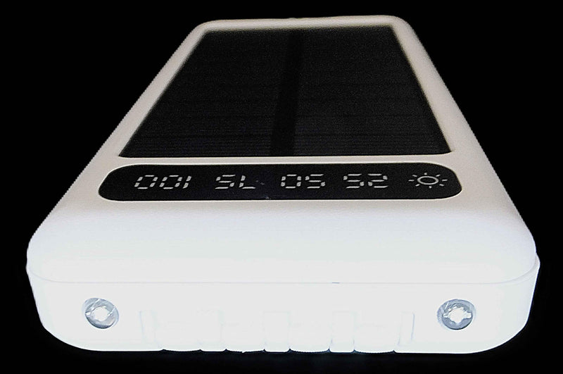12000mAh Power Bank with Solar Panel Micro USB, iPhone, Type-C, and USB With LED