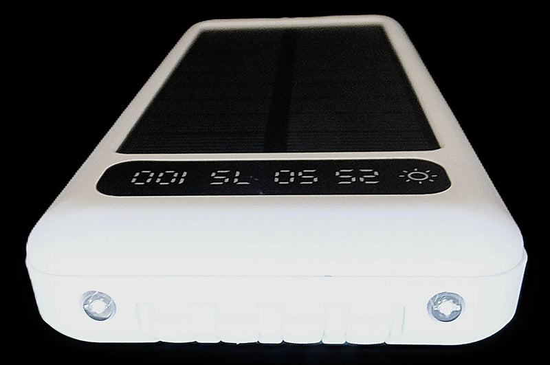 12000mAh Power Bank with Solar Panel Micro USB, iPhone, Type-C, and USB With LED