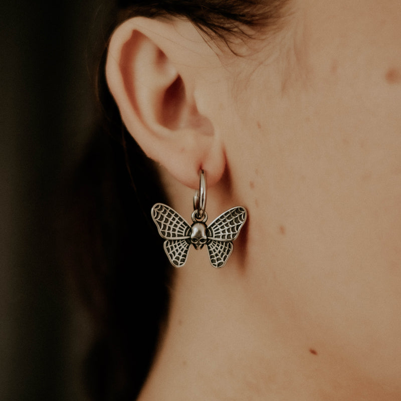 Mystic Cobweb Moth Hoop Earrings