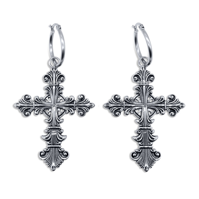 Lament Cross Hoop Earrings