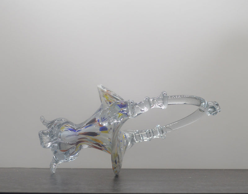 MURANO STYLE MULTICOLURED ART GLASS BASKET