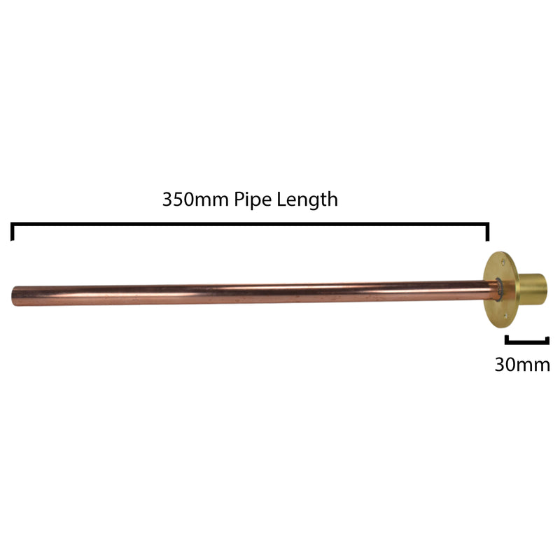 Brass Wall Plate ½” BSPF with 15mm copper pipe (350mm)