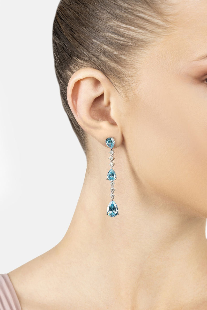 Elizabeth Drop Earrings Blue Topaz Silver