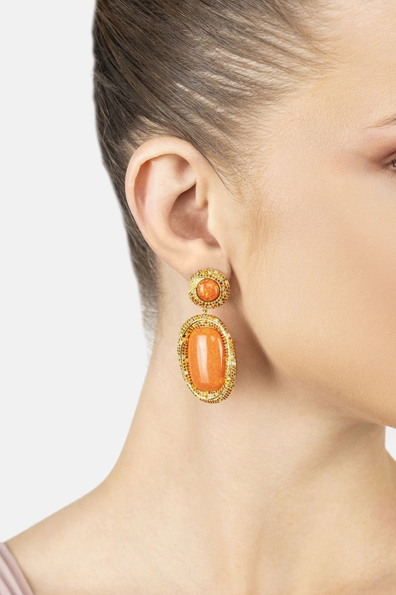 Fiorella Fire Opal Drop Earrings Gold