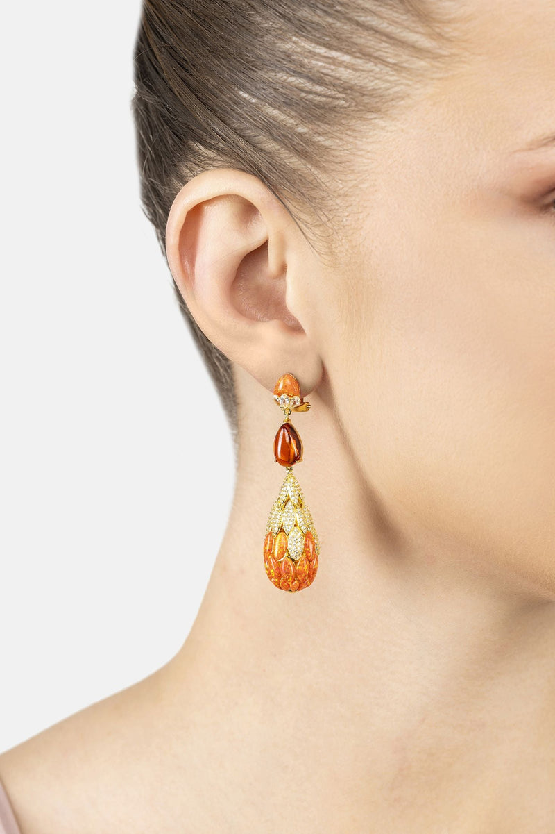 Carmen Fire Opal Drop Earrings Gold
