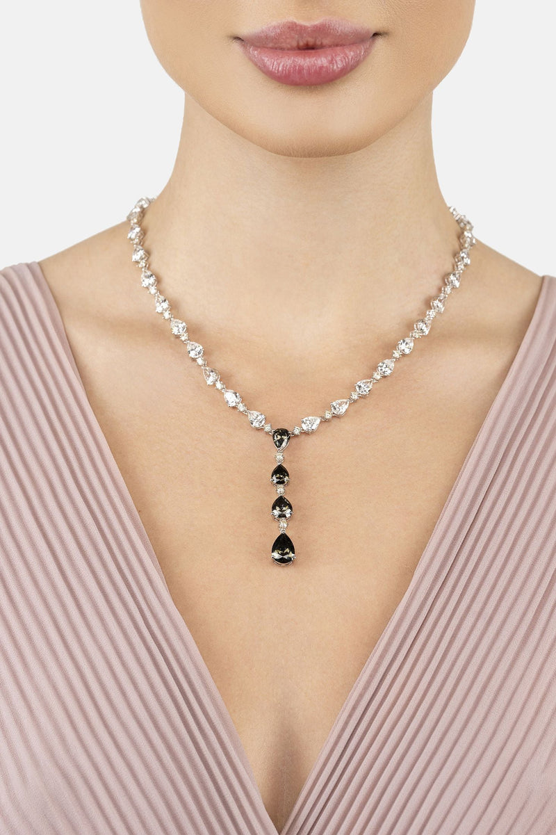 Elizabeth Statement Necklace Smokey Quartz Silver