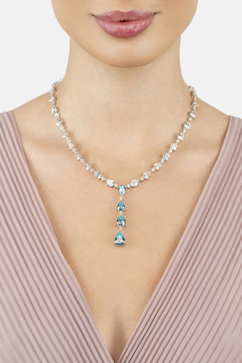 Elizabeth Statement Necklace Blue Topaz Silver