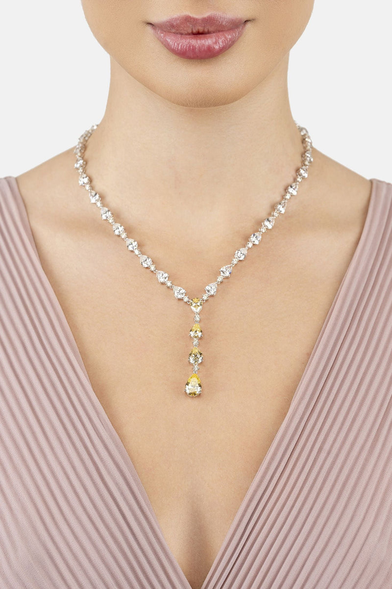 Elizabeth Statement Necklace Yellow Topaz Silver