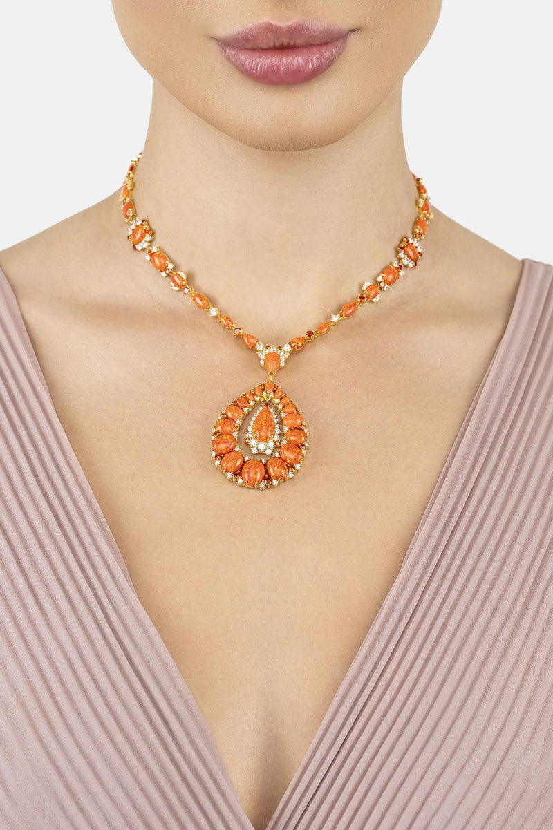 Paloma Fire Opal Statement Necklace Gold