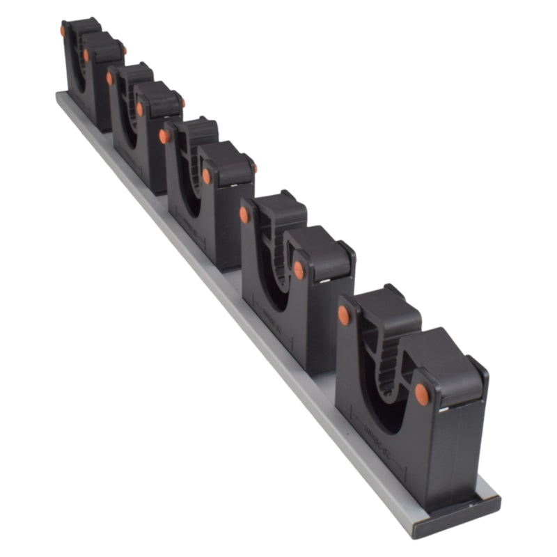 Wall Mount Tool Holder Rail - Gripper Design (5 Handles)