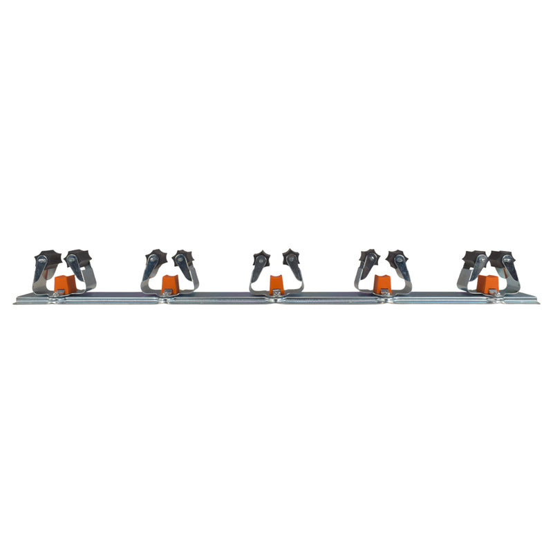 Wall Mount Tool Holder Rail - Roller Grip Design (5 Handles)