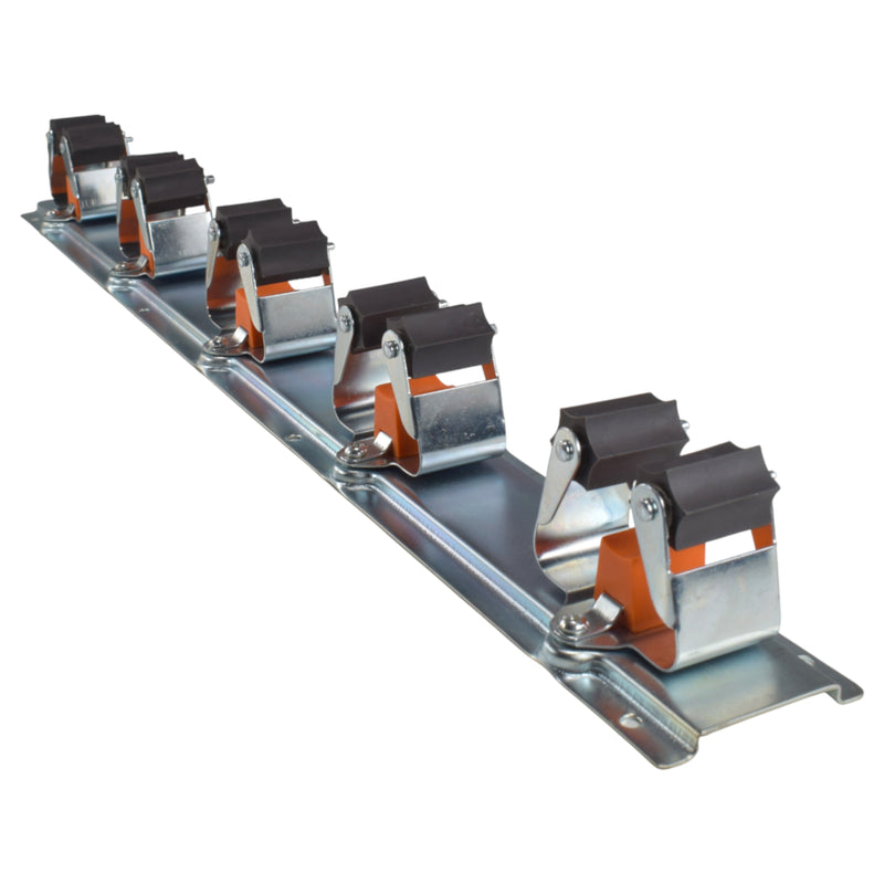 Wall Mount Tool Holder Rail - Roller Grip Design (5 Handles)