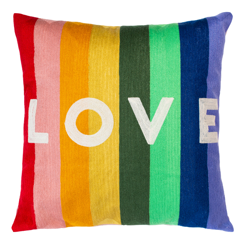 LOVE - Needlepoint Rainbow Themed Pillow