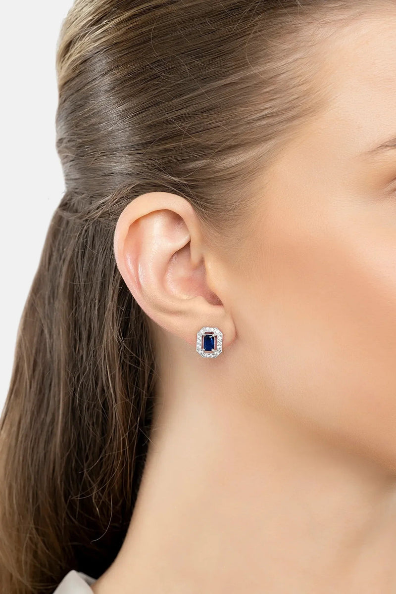 Whistledown Gemstone Stud Earrings Sapphire Silver