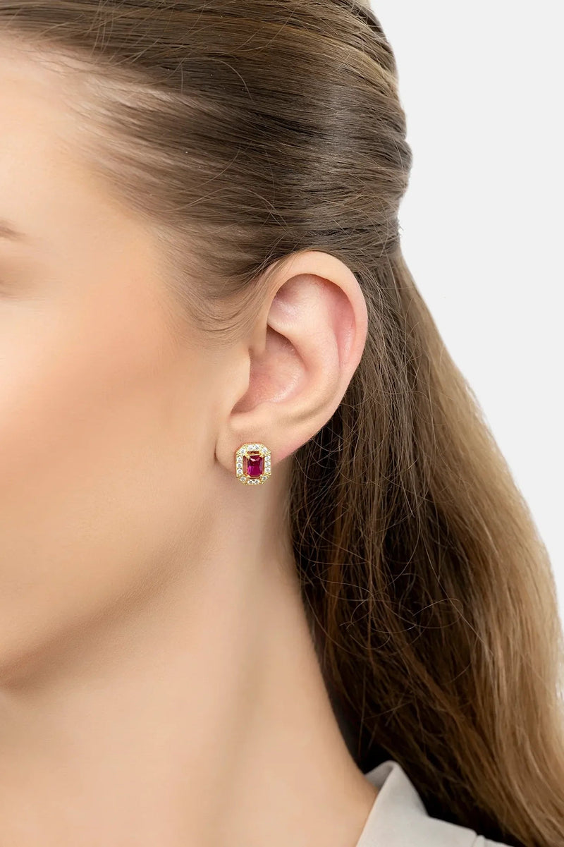 Whistledown Gemstone Stud Earrings Ruby Gold