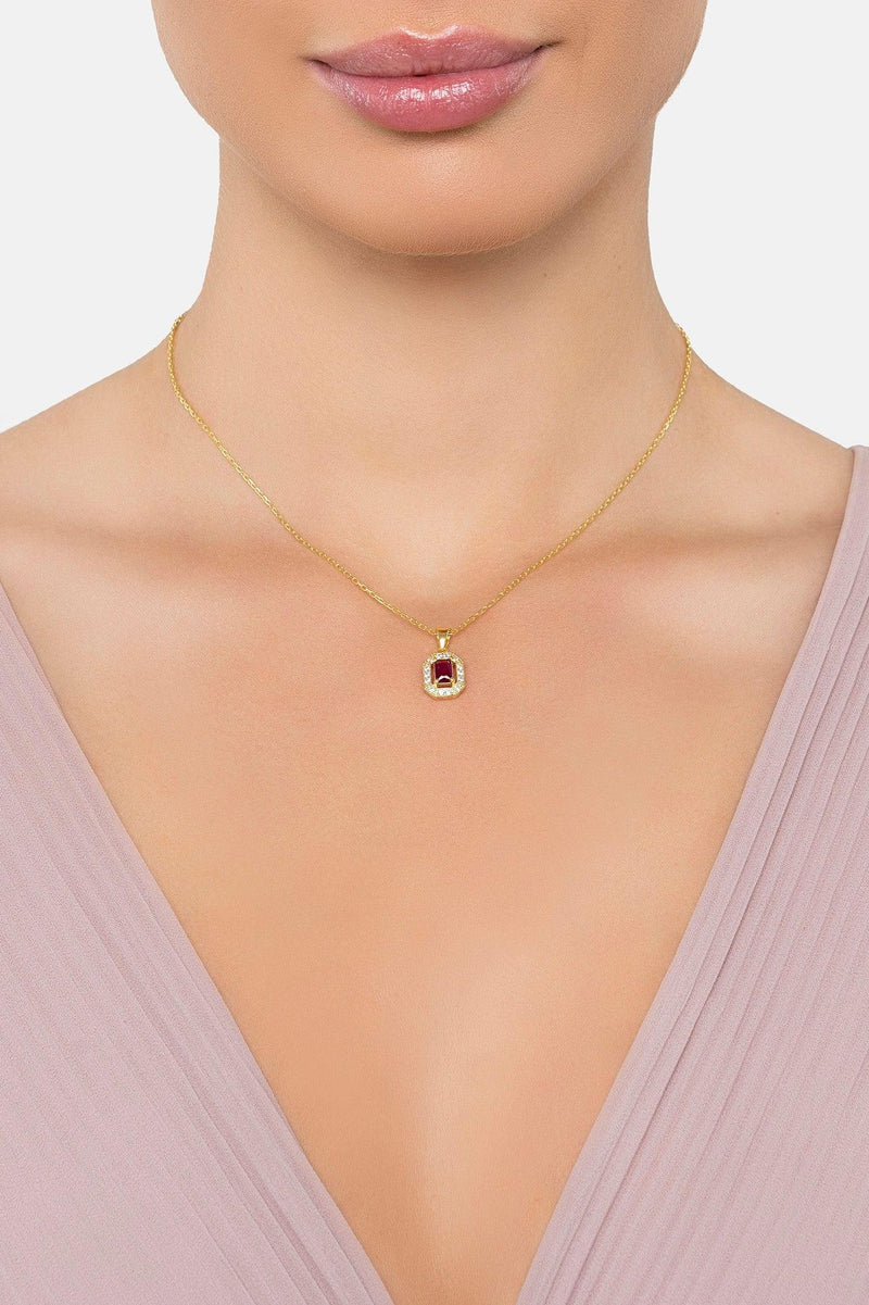Whistledown Gemstone Pendant Necklace Ruby Gold