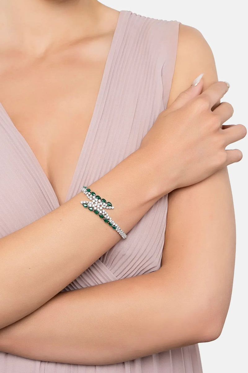 Baroness Tennis Bracelet Emerald Silver