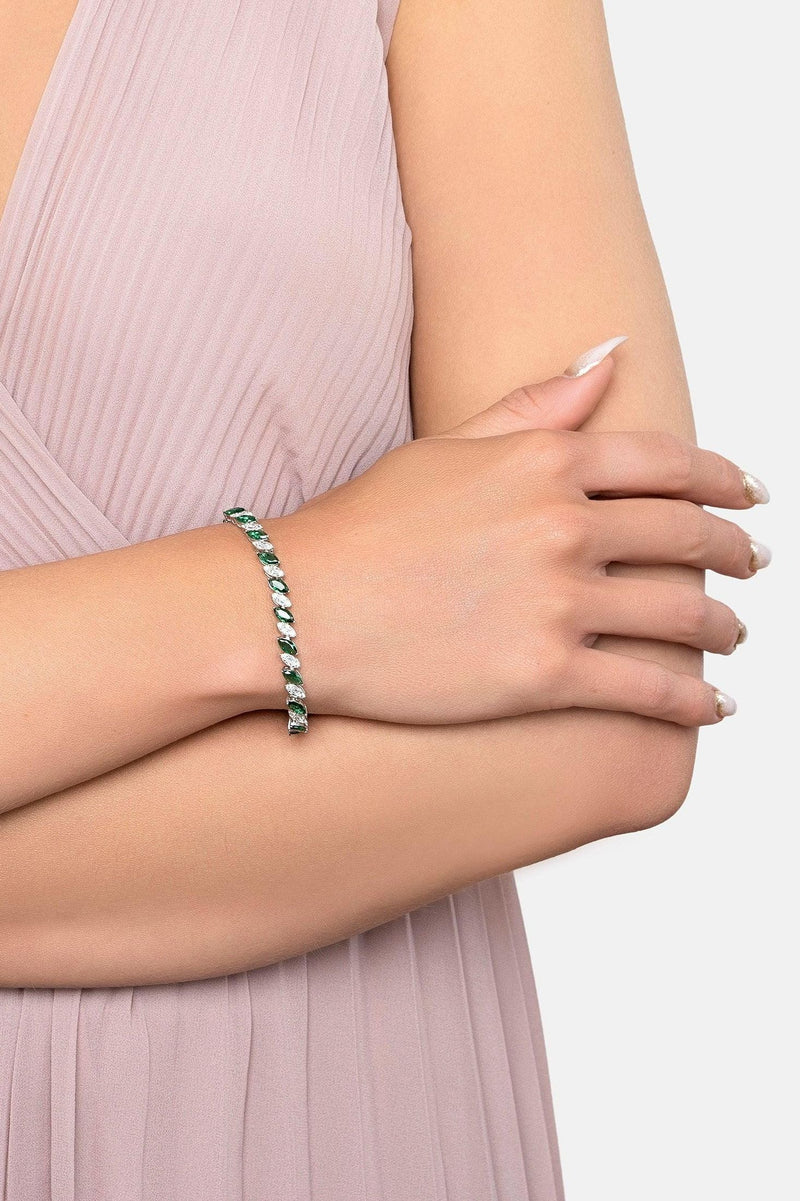 Viscountess Tennis Bracelet Emerald Silver