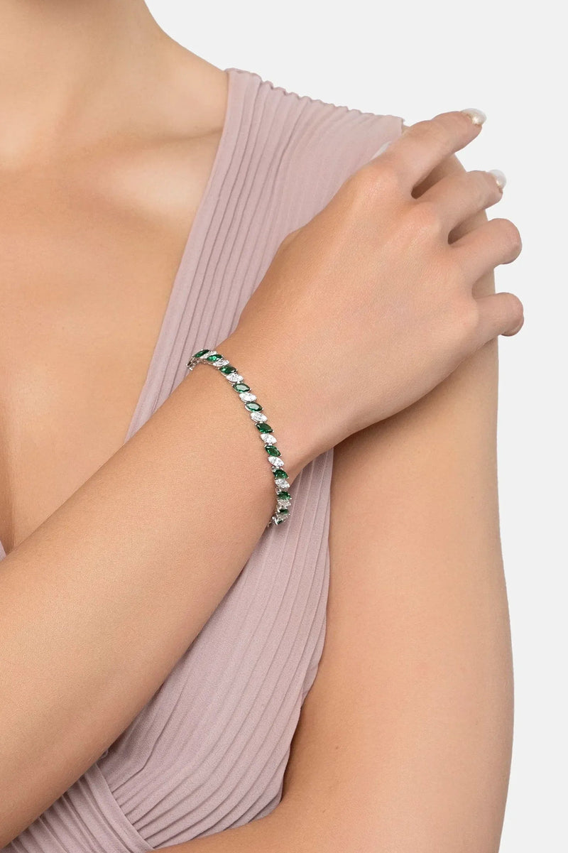 Viscountess Tennis Bracelet Emerald Silver