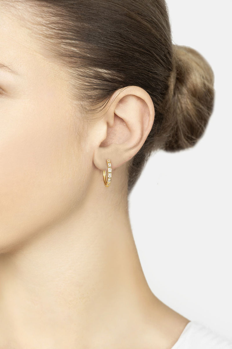 Classic Baguette Hoop Earrings Gold