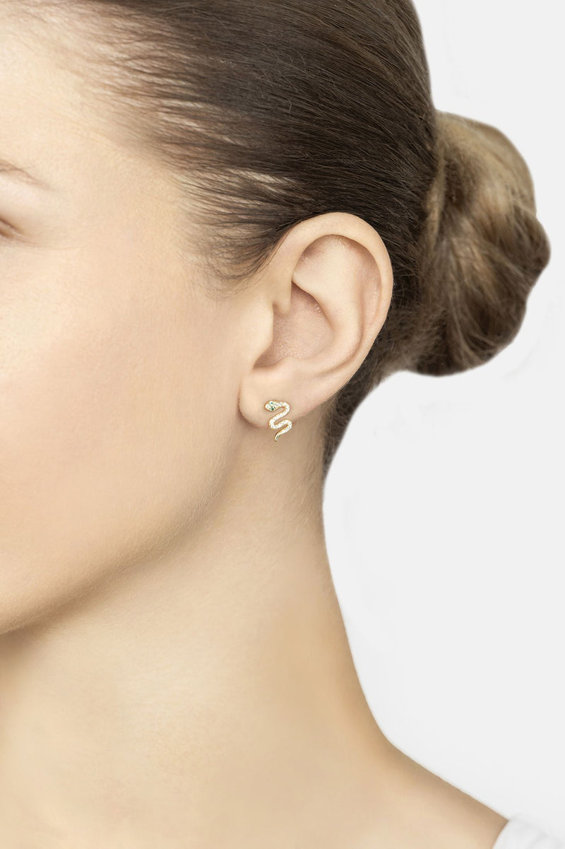 Slither Snake Stud Earrings Cz Gold