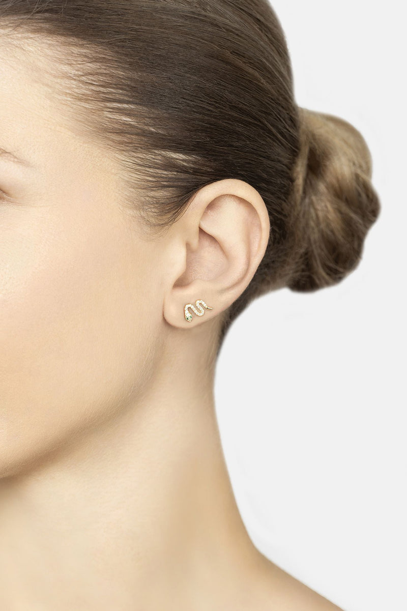 Slither Snake Stud Earrings Cz Gold
