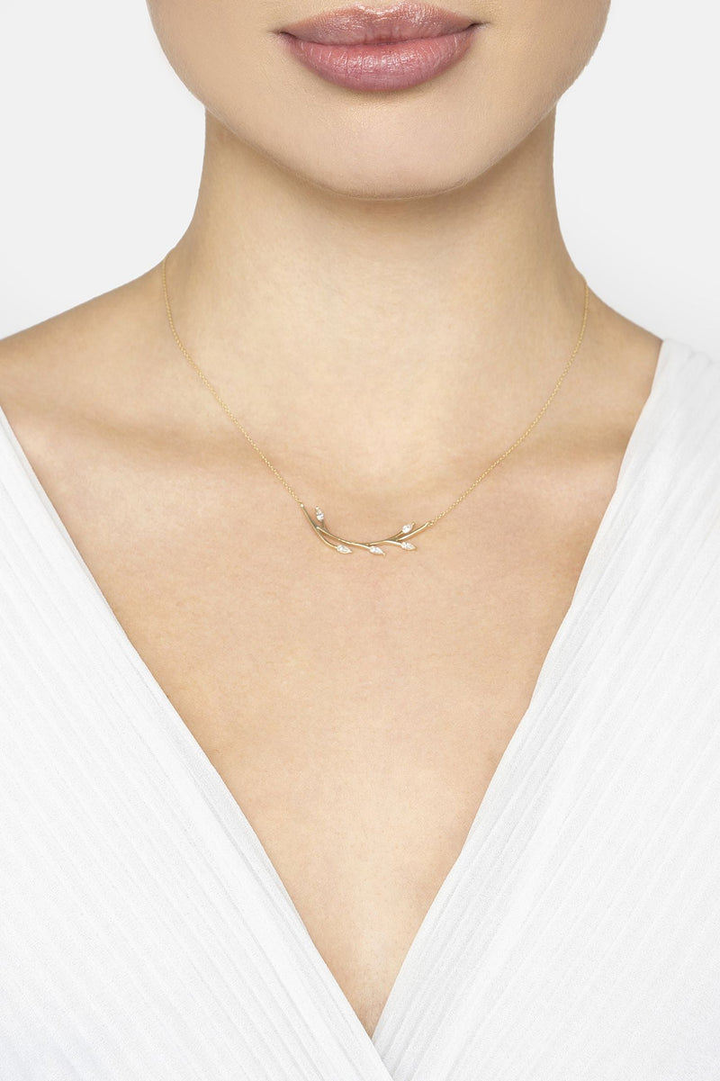 Solid 14k Gold Blooming Branch Necklace