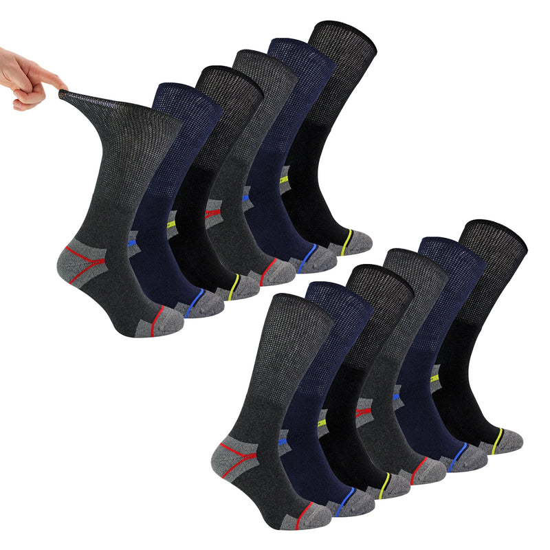 Multipack Mens Diabetic Work Socks | Non Elastic Breathable Diabetic Socks