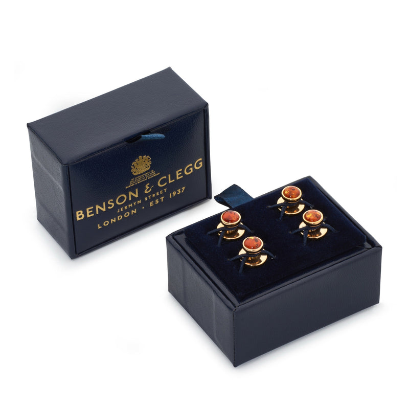 Baltic Amber Dress Studs In Gold Plated Sterling Silver