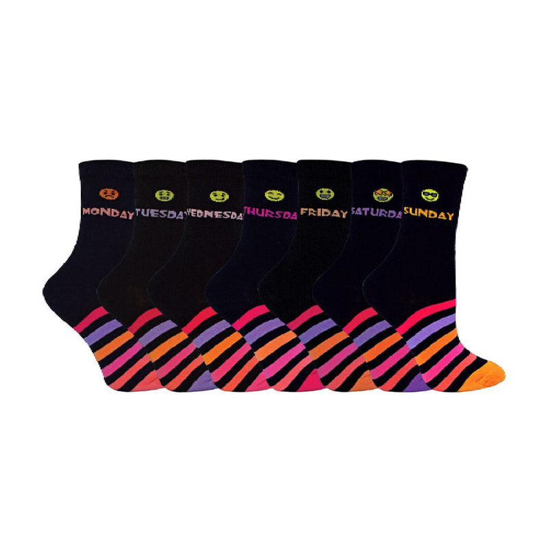 7 Pack Kids Novelty Days of The Week Socks Ideal for School