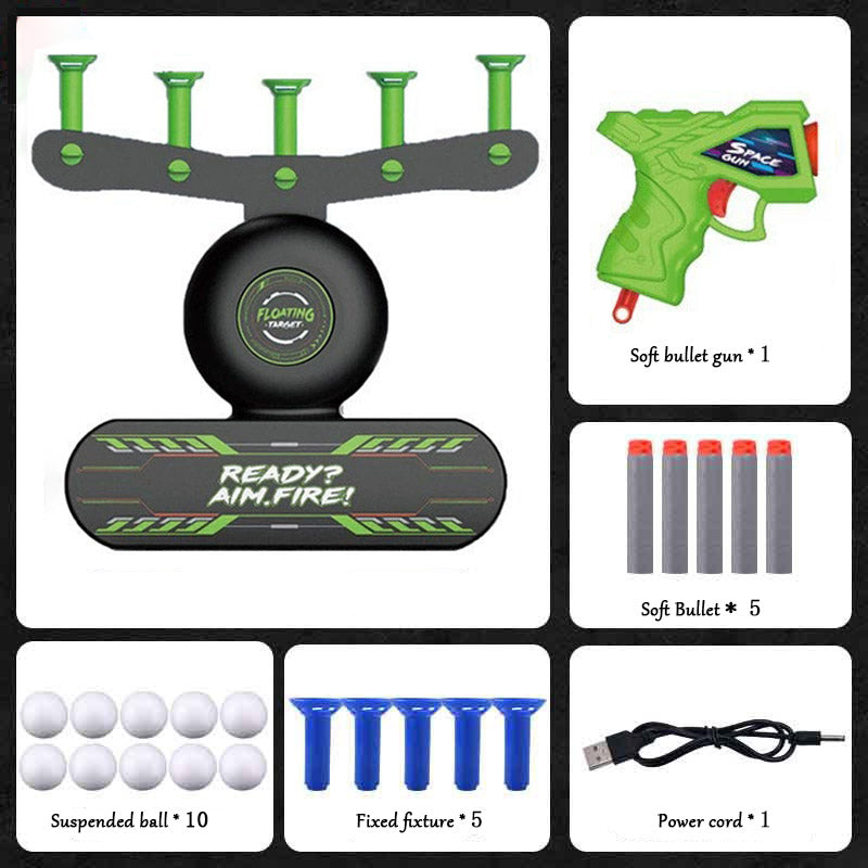 Dark Shot Green Floating Flyball Targets Game Electric Levitating Target Toy Set