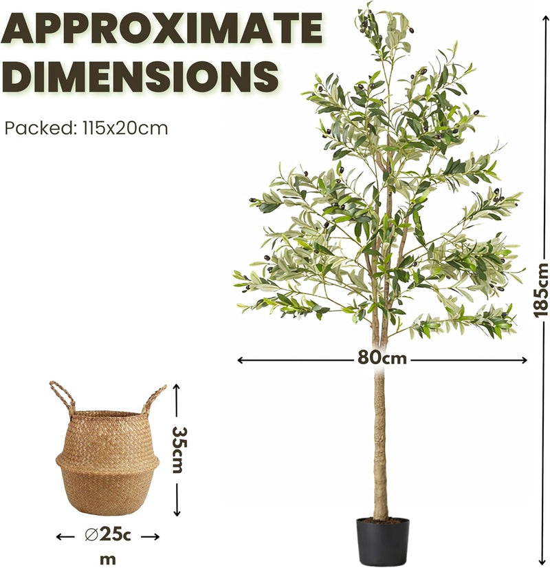 6 ft Artificial Olive Tree with Woven Basket Indoor Plant