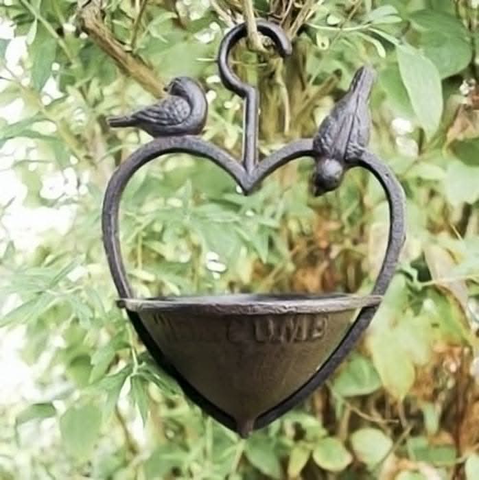 Cast Iron Hanging Heart Bird Feeder