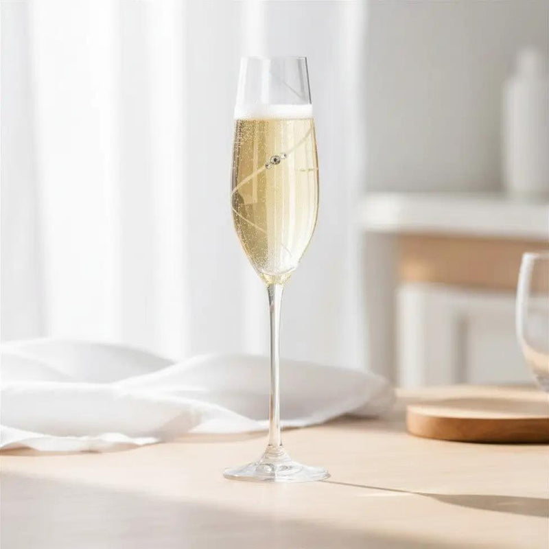 Diamante Champagne Flutes - Set of 6 - In Gift Box