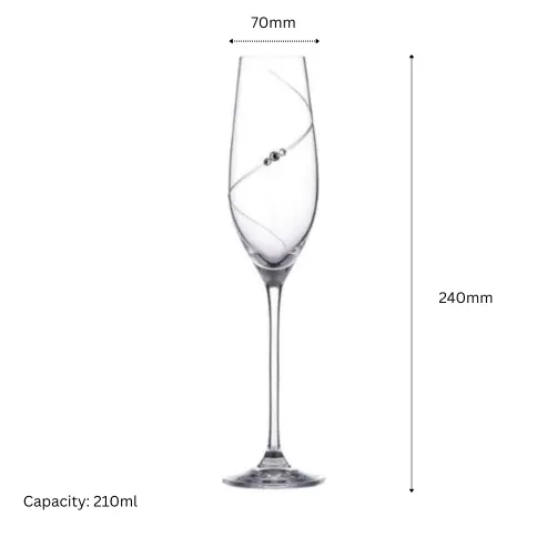 Diamante Champagne Flutes - Set of 6 - In Gift Box