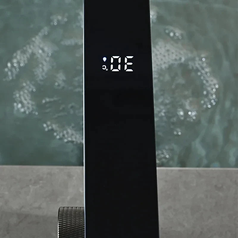 Digital Display LED Bathroom Basin Tap Faucet Smart Temperature Mixer Hot Cold