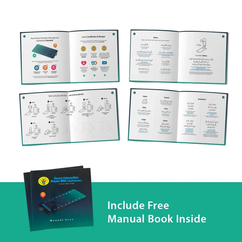 Adults & Reverts Interactive Prayer Mat (Teal) | Learn Salah Step by Step