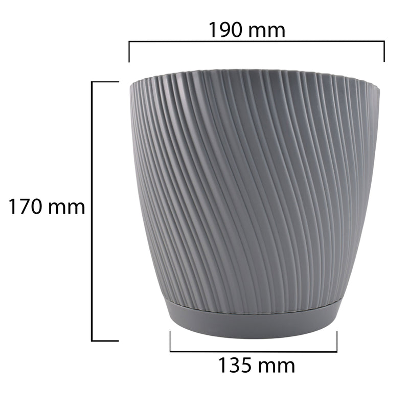 Mika Pot with Saucer 190mm Platinum