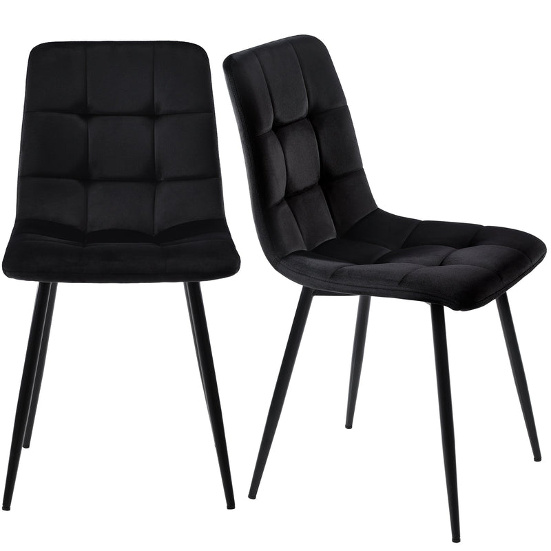 Modern Marble Effect Dining Table Set with 4 Soft Velvet Chairs Black