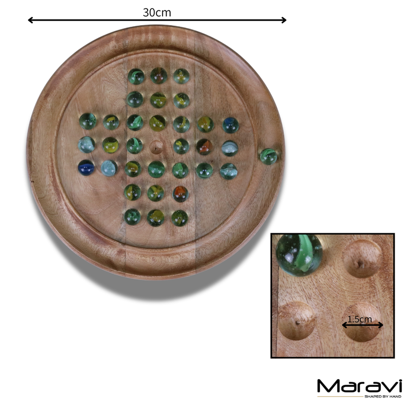 Dinod Large Wooden Solitaire Board Game Set