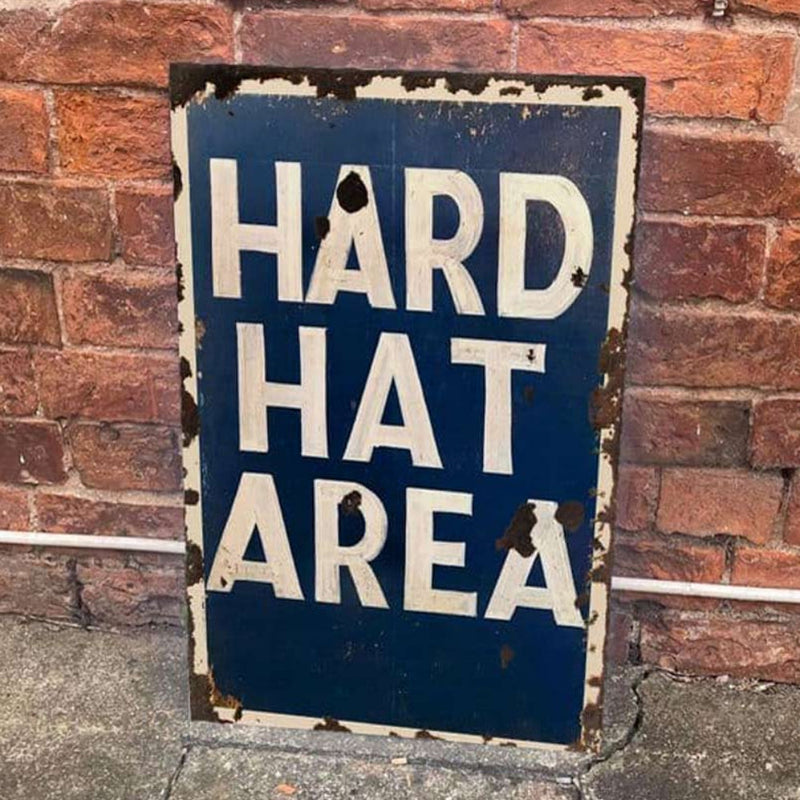 Metal Distressed Effect Hard Hat Area Sign