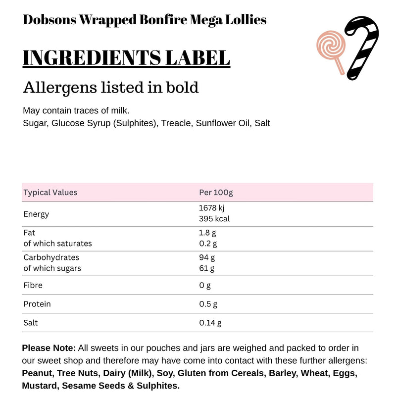 Dobsons Wrapped Bonfire Mega Lollies