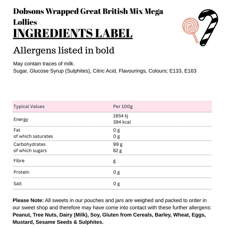 Dobsons Wrapped Great British Mix Mega Lollies