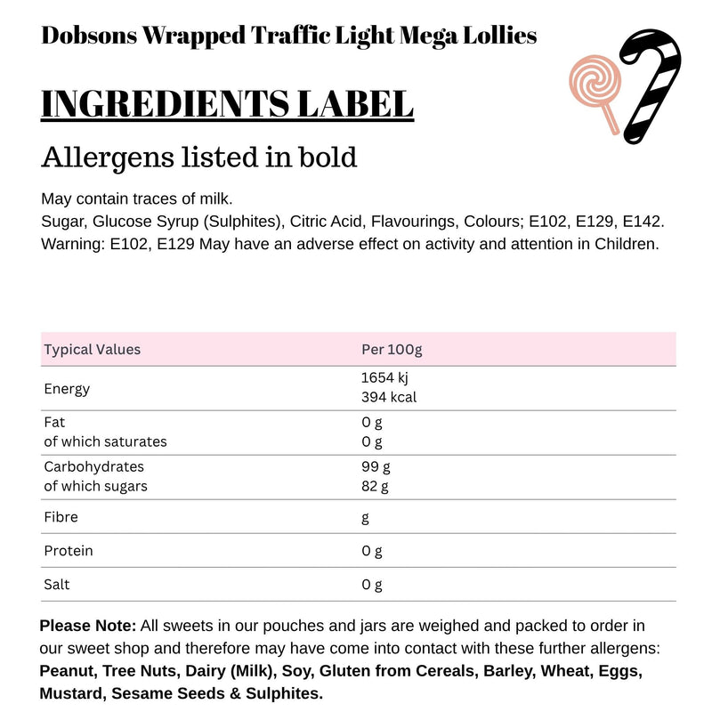 Dobsons Wrapped Traffic Light Mega Lollies