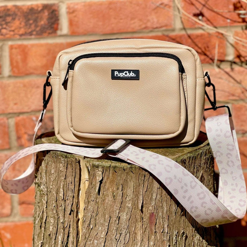 PupClub Dog Crossbody Dog Walking Bag - Vegan Leather Tan