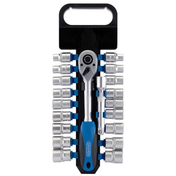 Draper Combined MM/AF Socket and Ratchet Set - 1/2" Square Drive - (20 Pieces)